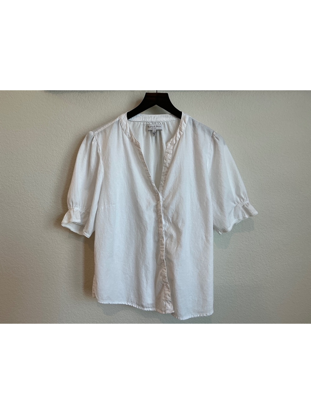 Michael Stars White 100% Cotton Short Sleeve Blouse Size XL